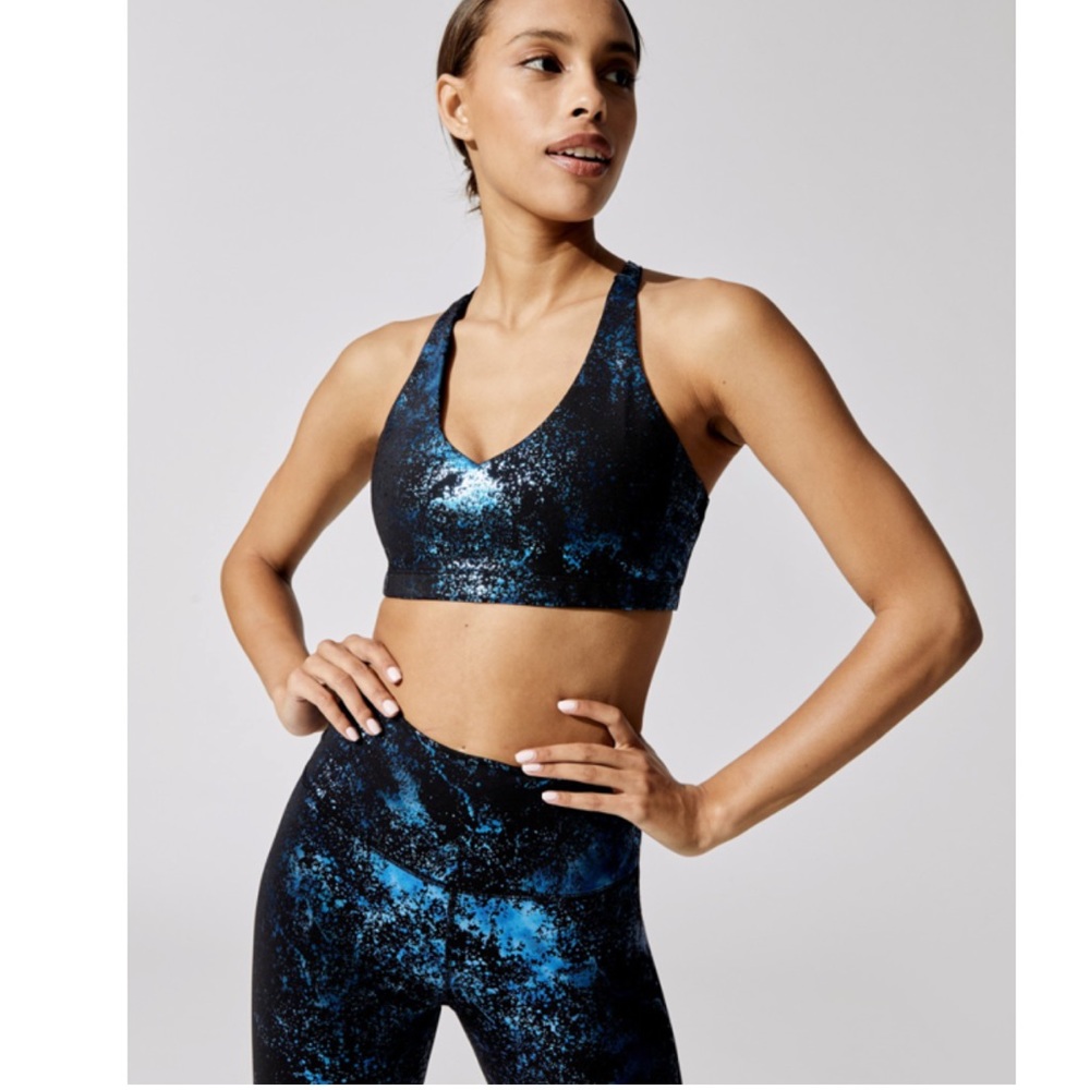 CARBON 38 BLUE FOIL LEGGINGS (SIZE S) + SPORTS BRA (SIZE M)  SET